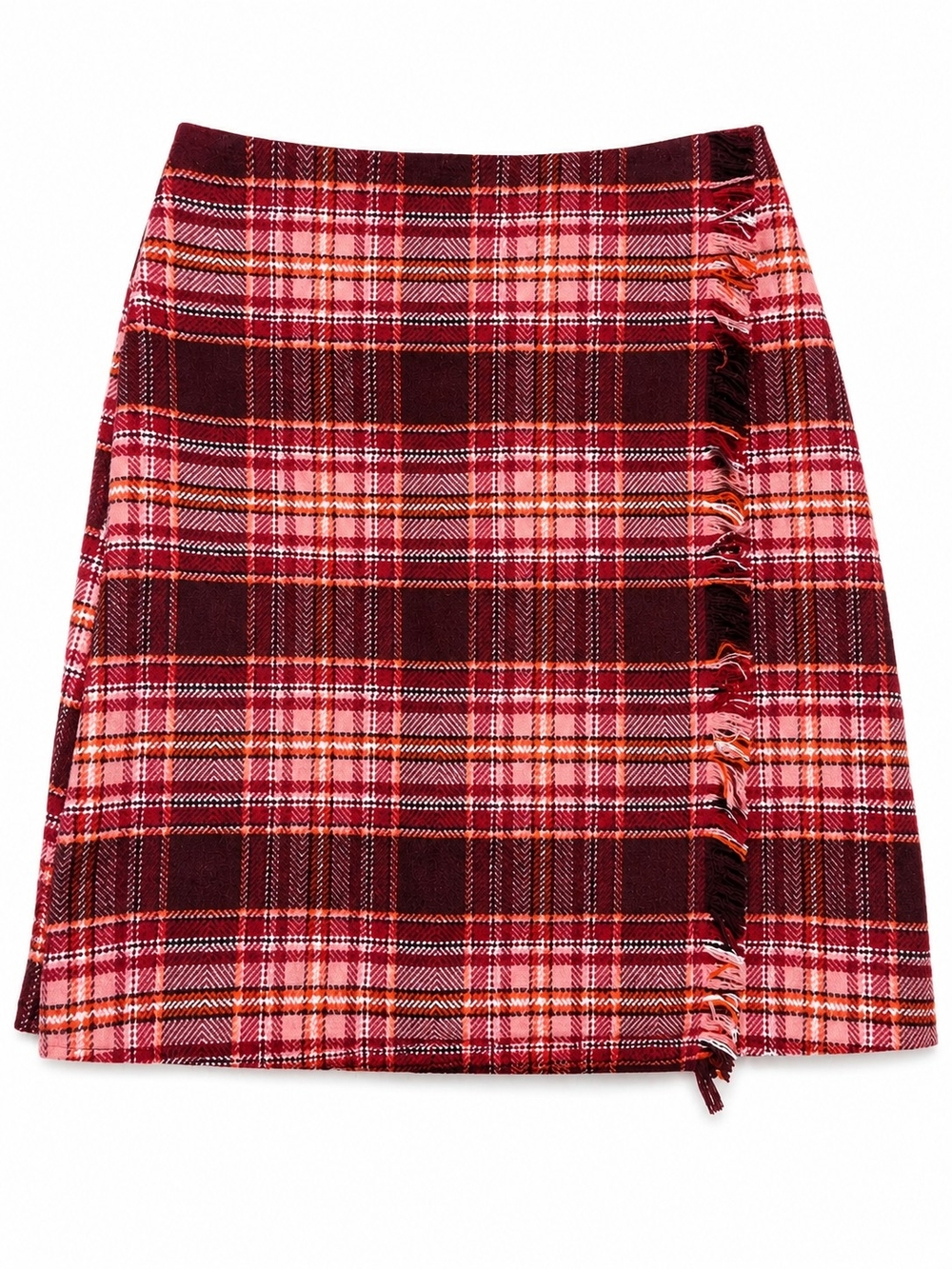 St Johns Bay Plaid Fringe A-Line Skirt